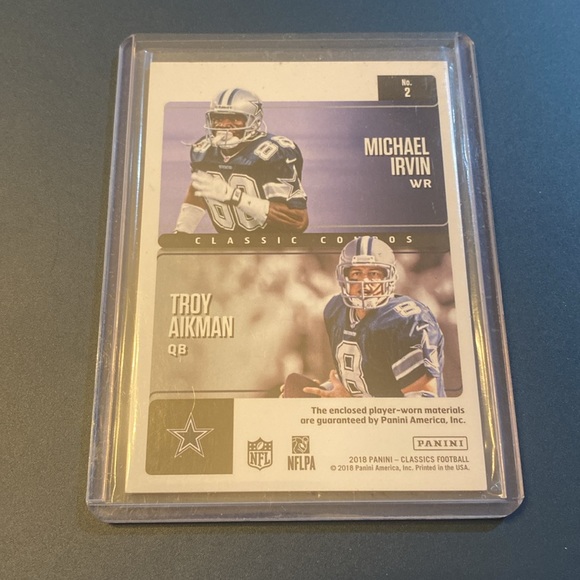 2018 Michael Irvin Troy Aikman Classics Combos Memorabilia - Picture 2 of 2